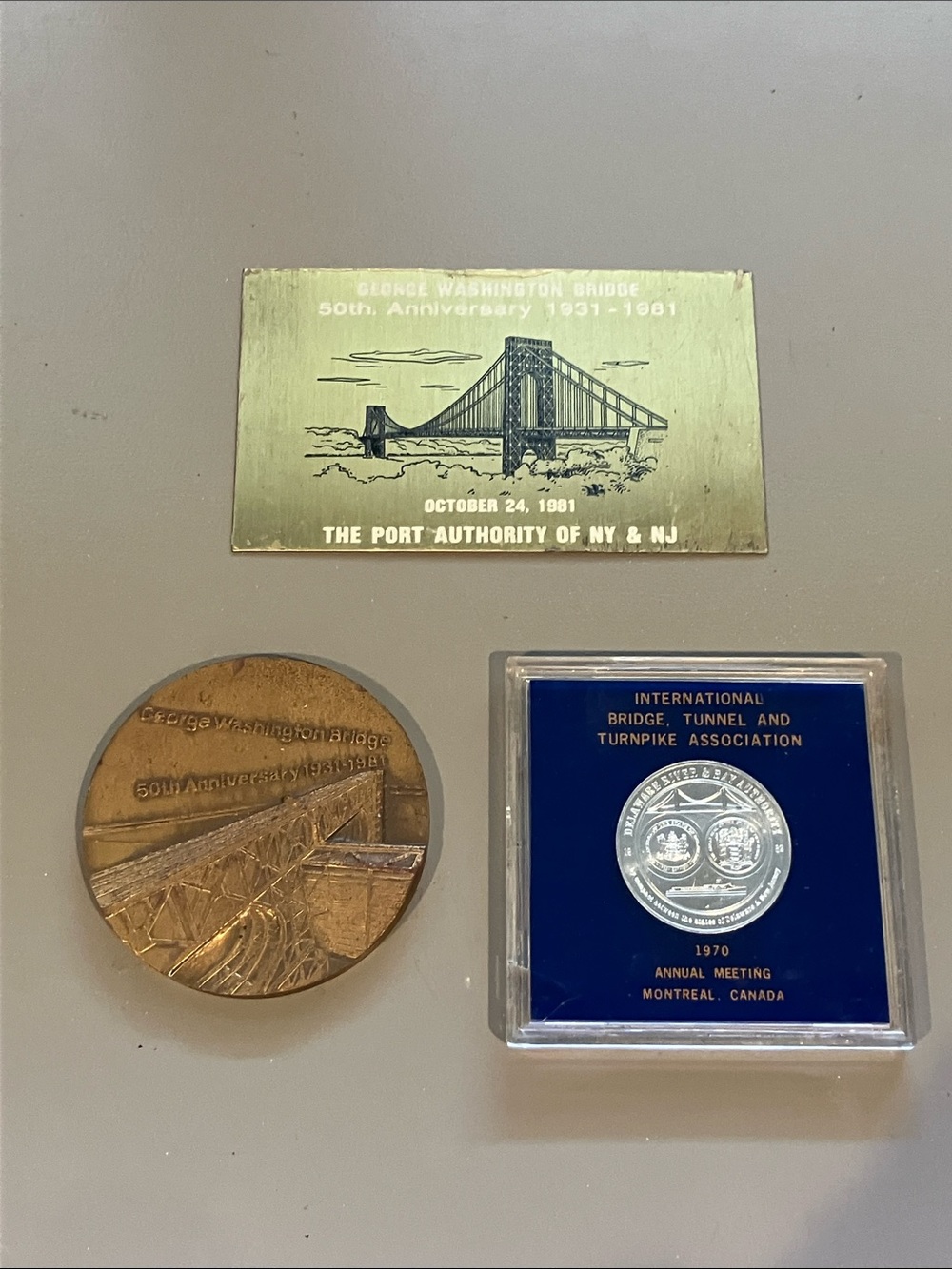 Port Authority Bronze and Blue Commemorative Plaques and Medal Set